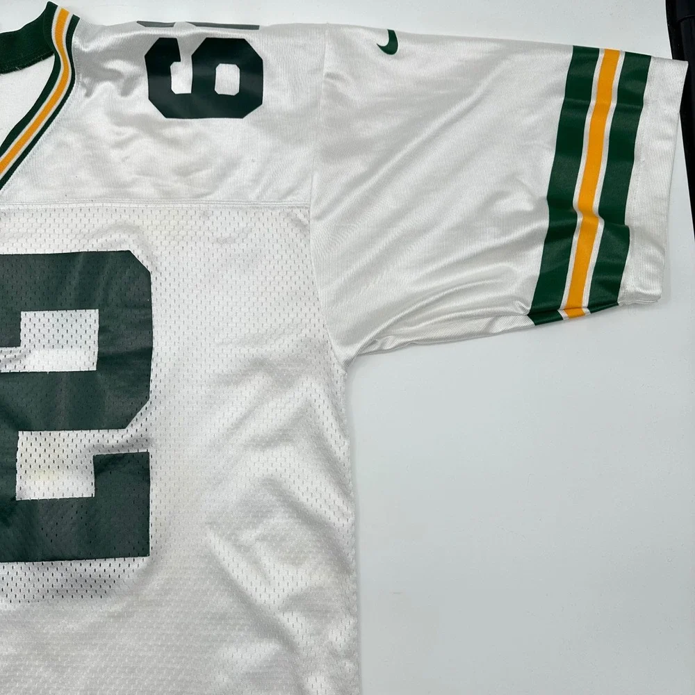 Nike‎ Team Vintage Green Bay Packers Johnsen 62 Jersey White Mens XL FA00 Stains